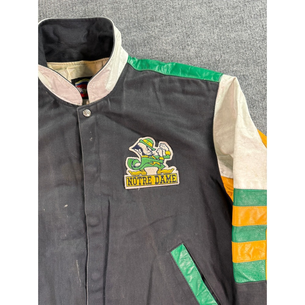 Jeff Hamilton Notre Dame Fighting Irish Varsity Jacket Mens Large Black Leather - Picture 2 of 16